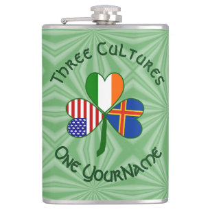 Personalised Åland Islands Shamrock Large Hip Flask