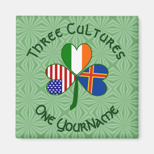 Personalised Åland Islands Shamrock Square Magnet