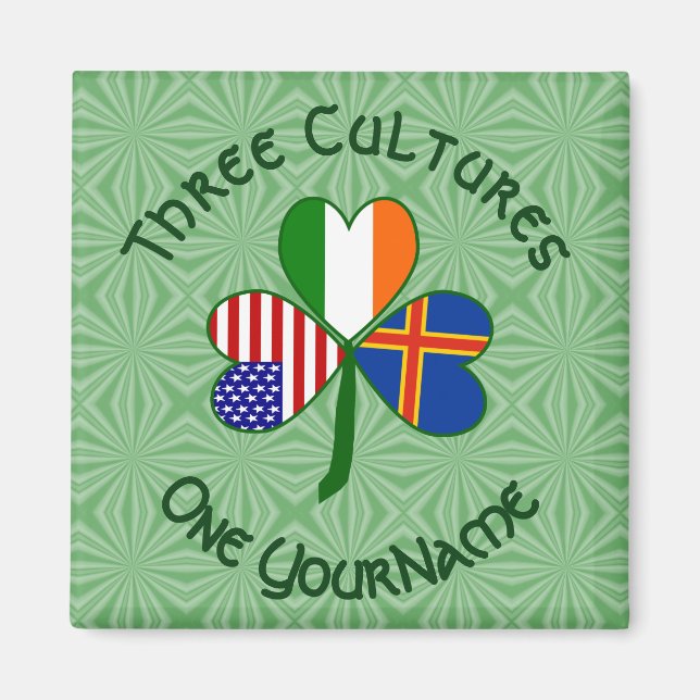 Personalised Åland Islands Shamrock Square  Magnet (Front)
