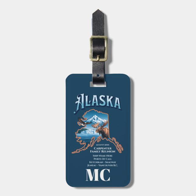 Personalised Alaska Cruise Vacation Reunion  Luggage Tag (Front Vertical)