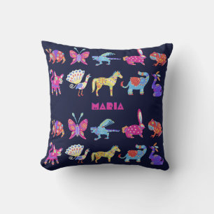 Personalised Alebrije Mexican Animals Folk Art Cushion