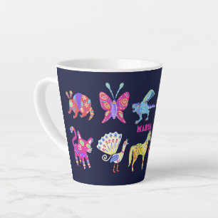 Personalised Alebrije Mexican Animals Folk Art Latte Mug