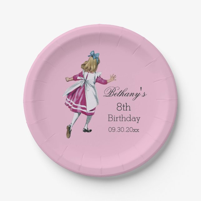 Personalised Alice in Wonderland Birthday Party Paper Plate (Front)