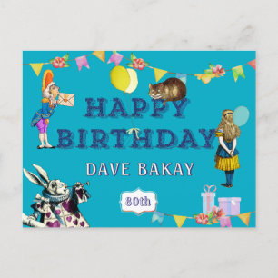 Personalised Alice Wonderland Happy Birthday Postcard