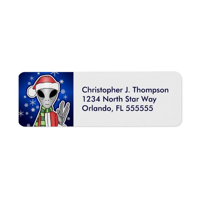 Personalised Alien Santa Return Address Labels (Front)