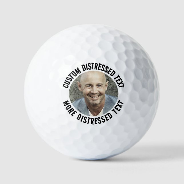 Personalised All Distressed Text Photo Golf Balls (Front)