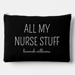 Personalised All My Nurse Stuff Chic Black Accessory Pouch