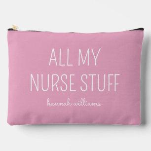 Personalised All My Nurse Stuff Cute Pink Accessory Pouch