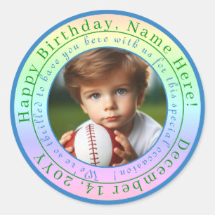 Personalised All-Occasion Photo Colourful Rainbow Classic Round Sticker