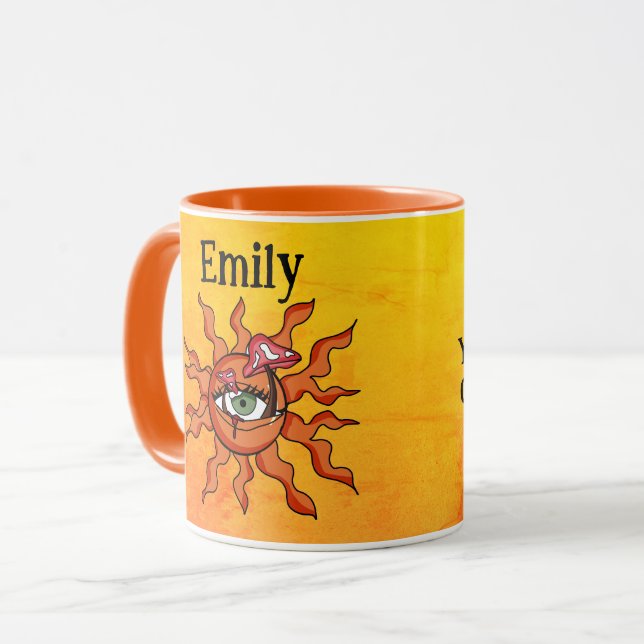 Personalised All Sun-Seeing Mushroom Rays Mug (Front Left)