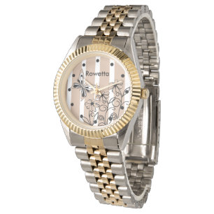 Personalised Almond Butterfly and Flowers Watch