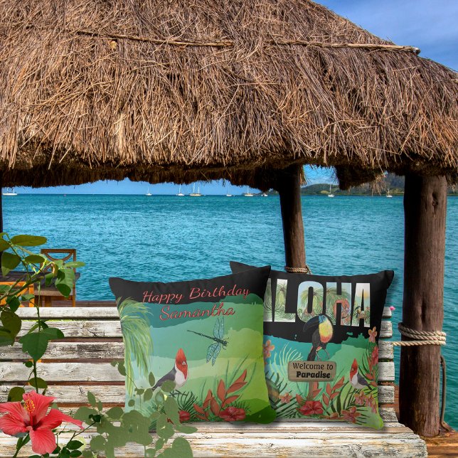 Personalised Aloha Tropical Beauty Double-Sided  Cushion (Personalized Aloha Tropical Beauty Double-Sided Throw Pillow)