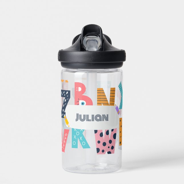 Personalised Alphabet Fun - Back to School Water Bottle (Front)