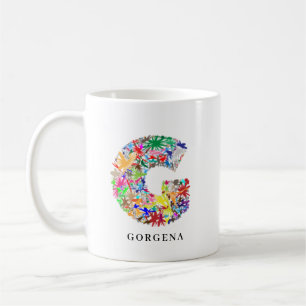 Personalised Alphabet G Flower Monogram Coffee Mug