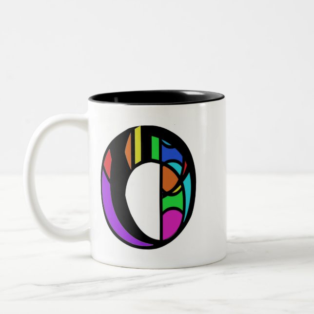 Personalised Alphabet modern colourful letter O. Two-Tone Coffee Mug (Left)
