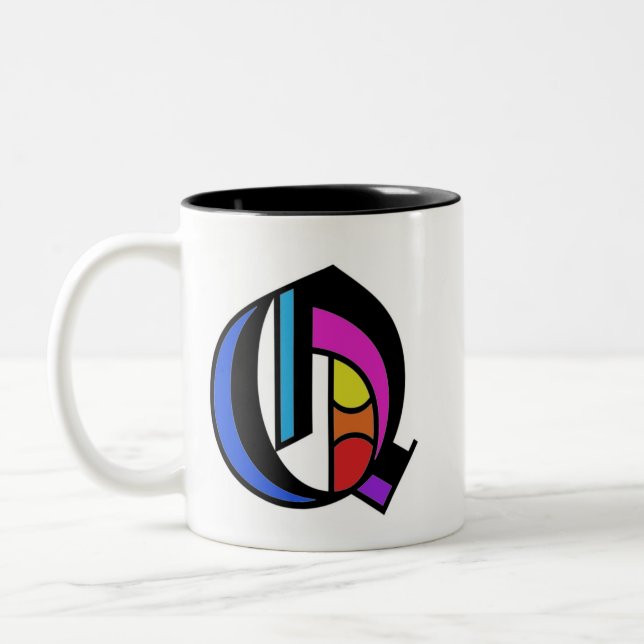Personalised Alphabet modern Q Mug (Left)