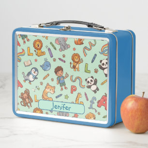 Personalised Alphaland Kids Lunch Light Blue Box