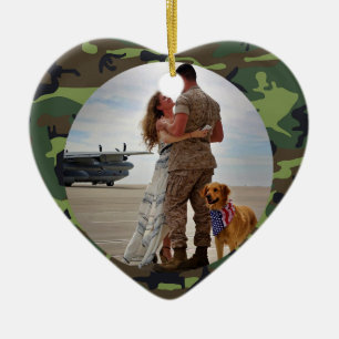 Personalised Always My Hero Army Camouflage Photo Ceramic Ornament