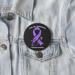 Personalised Alzheimer's Awareness Ribbon 7.5 Cm Round Badge