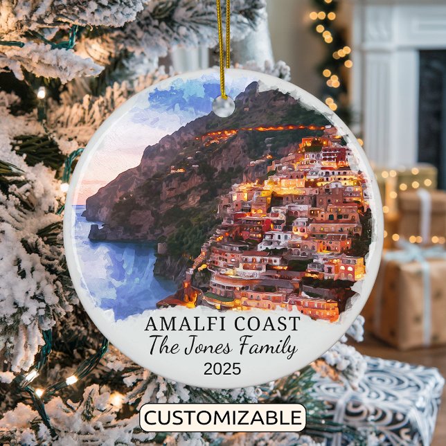 Personalised Amalfi Coast, Italy Gift Ceramic Ornament (Creator Uploaded)