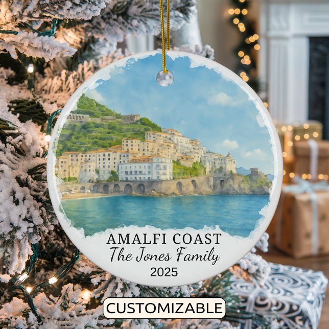 Personalised Amalfi Coast Ornament, Italy Ceramic Ornament (Creator Uploaded)