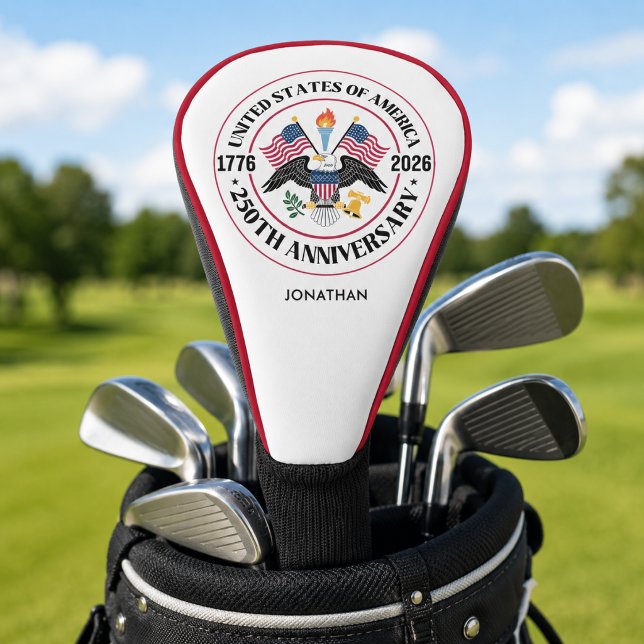 Personalised America 250th Anniversary Golf Head Cover (Add name, or other text, to personalize.  Matching items available)