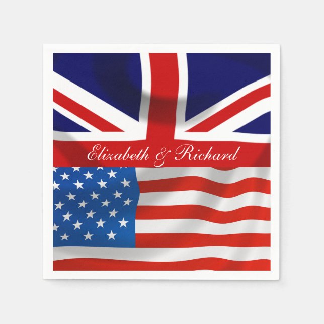 Personalised American and British flags Party Napkin (Front)