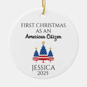 Personalised American Citizen, American tree Ceramic Ornament