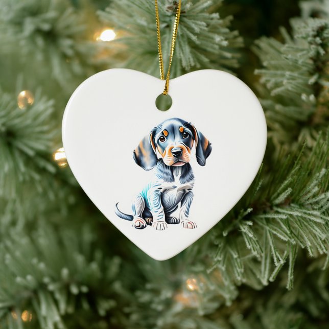 Personalised American English Coonhound Puppy Dog Ceramic Ornament (Tree)