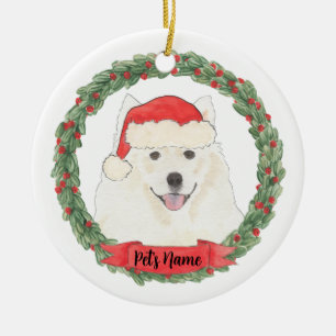 Personalised American Eskimo Dog Samoyed Christmas Ceramic Ornament