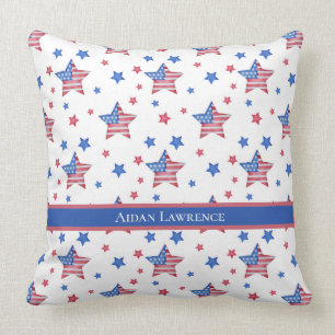 Personalised American Flag Blue Red Star Cushion