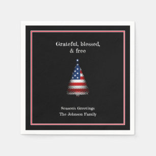 Personalised American flag Christmas Tree Napkin