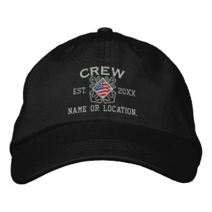 Personalised American Flag Crew Nautical Embroider Embroidered Hat