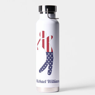 Personalised American Flag Golf Player  Water Bottle