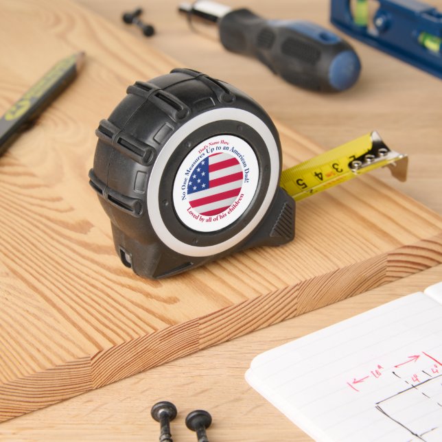 Personalised American Flag Measuring Tape for Dad  1 (Woodwork)