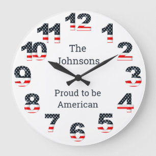 Personalised American Flag Numbers Large Clock