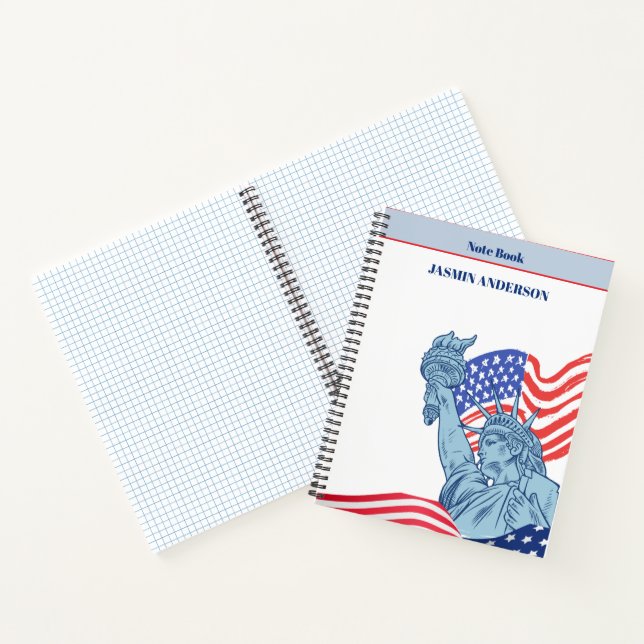 Personalised American Flag Patriotic USA  Notebook (Inside)