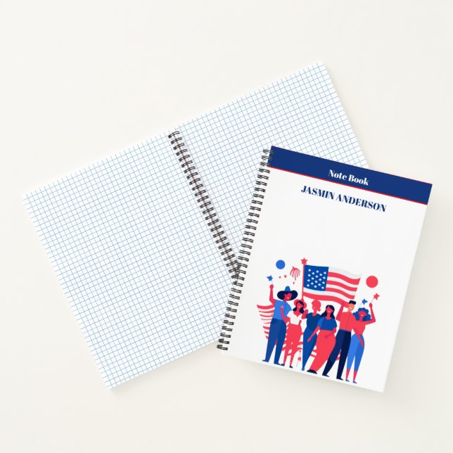 Personalised American Flag Patriotic USA  Notebook (Inside)