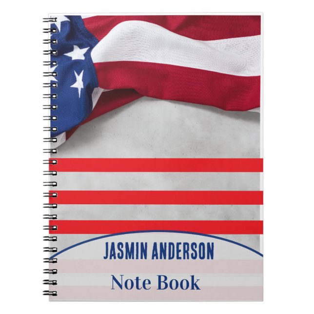Personalised American Flag Patriotic USA  Notebook (Front)