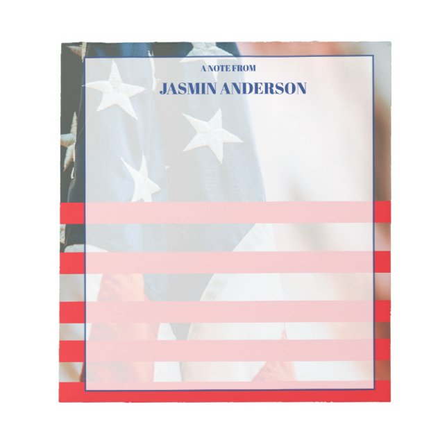 Personalised American Flag Patriotic USA  Notepad (Front)