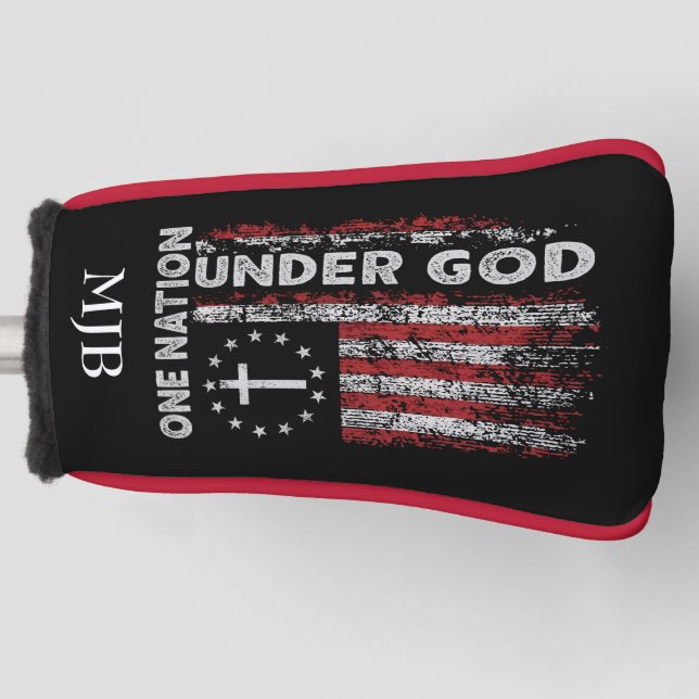 Personalised American Flag Putter Golf Head Cover (Front)