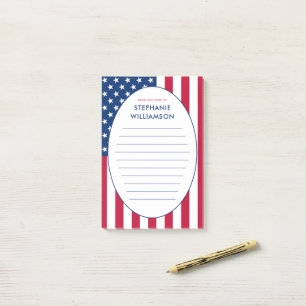 Personalised American Flag USA Post-it Notes