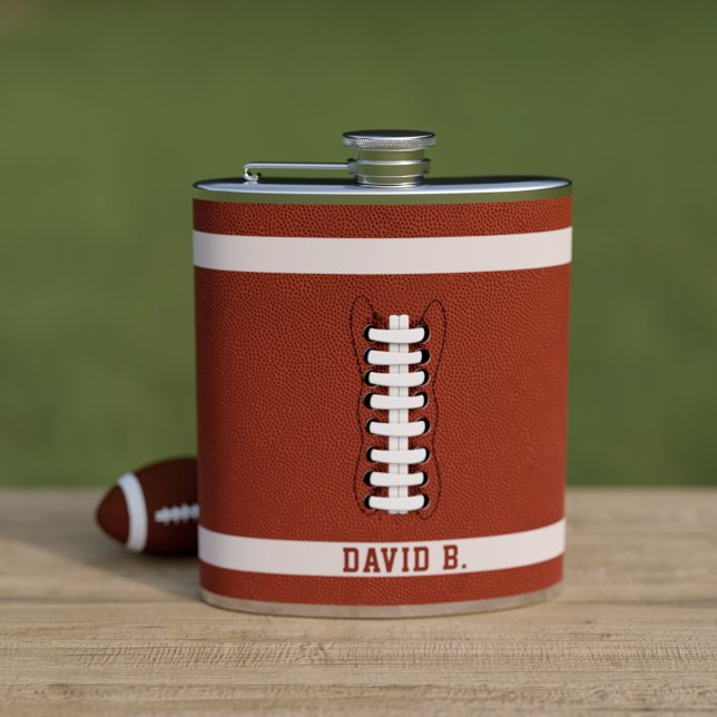 Personalised American Football Tailgate Party Flas Hip Flask (A fun flask inspired by a football. Makes a great gift for your football mad dad)