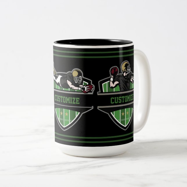 Personalised American Football Theme Two-Tone Coff Two-Tone Coffee Mug (Front Right)