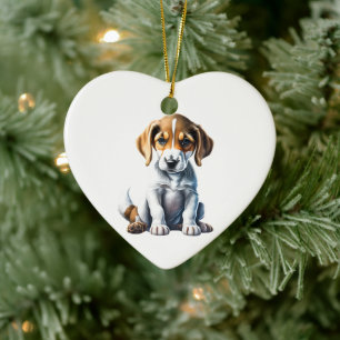Personalised American Foxhound Puppy Ceramic Ornament
