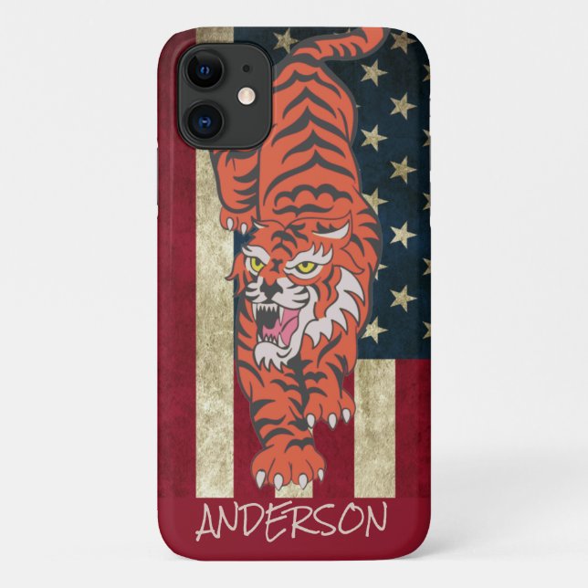 Personalised American Orange Tiger Case-Mate iPhone Case (Back)