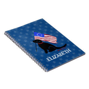 Personalised American Patriot Black Lab Notebook