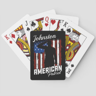 Personalised American Patriot Soldier USA Flag  Playing Cards
