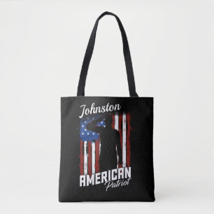 Personalised American Patriot Soldier USA Flag  Tote Bag