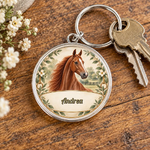 Personalised American Saddlebred Horse Portrait Key Ring